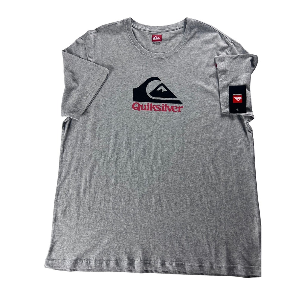 Quiksilver Mens Graphic T-Shirt Heather Gray Short Sleeve Logo Crew Neck XL NEW